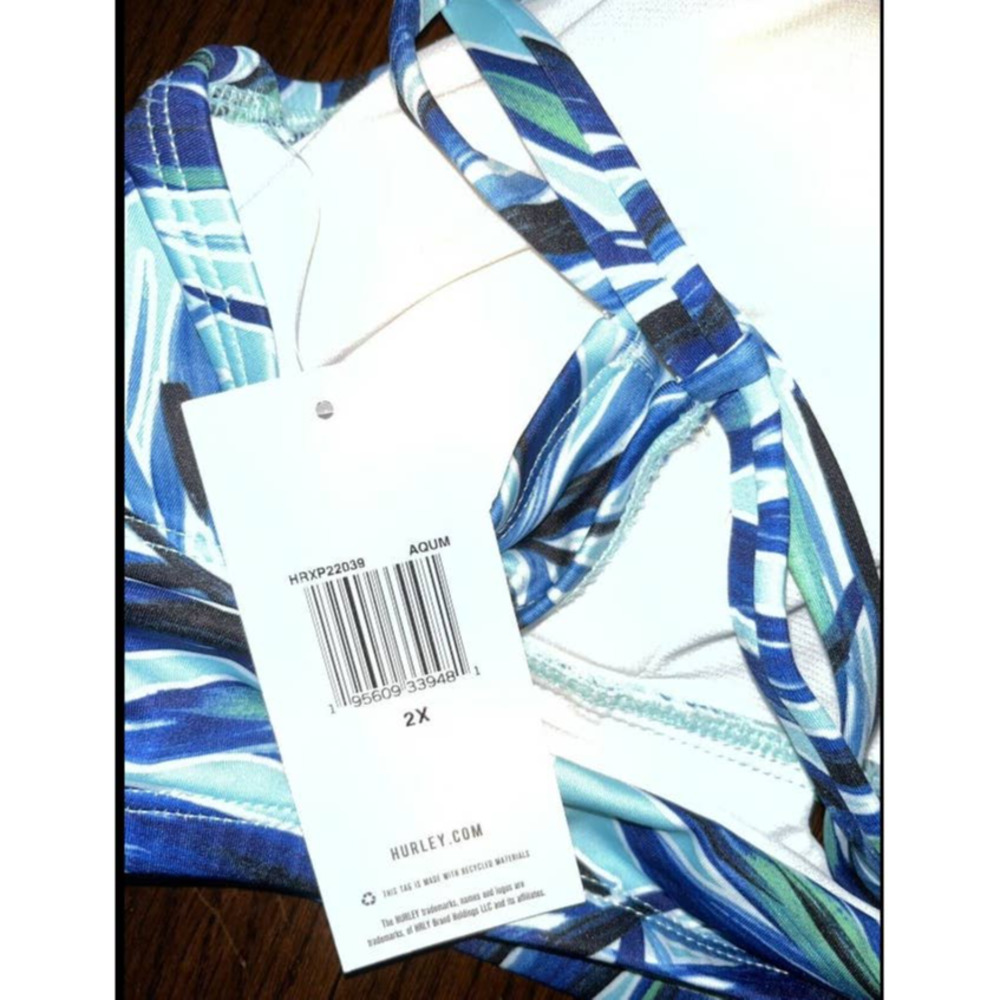 Hurley Blue Leaf Print Women's Swim Two Piece - Picture 6 of 10